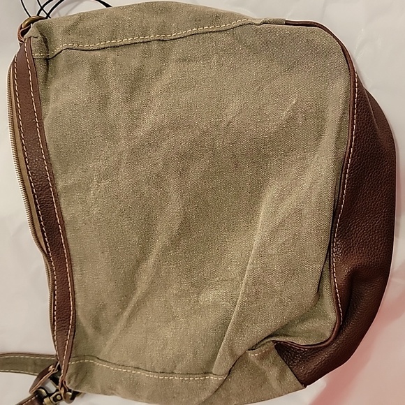 Nwt Myra Luana Leather & Upcycled Canvas Crossbody Bag Jacquard Boho-chic - Picture 9 of 11